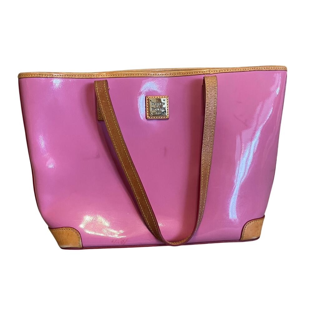 Dooney & Bourke Pink Patent Leather Tote Bag Designer Girly Glenda Purse GUC